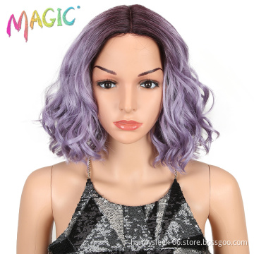 MAGIC Hair 12 Inch High Temperature Fiber Hair Lace Front Short Loose Wave Hair Wigs Blonde Synthetic Lace Front Wig For Women